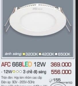 Đèn âm 12w 668 tròn trắng Anfaco (đk khoét lỗ 15,5cm, dk phủ bì 17cm)
