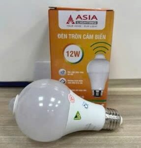 Bóng led tròn 12w cảm biến as trắng Asia (dùng được cho ngày và đêm, có chuyển động đèn sẽ sáng)