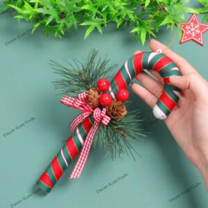 Phụ kiện gậy 07 đỏ viền xanh giáng sinh