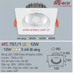 Đèn âm 12w 757/1 as vàng Anfaco (đk khoét lỗ 9cm, dk phủ bì 12,2cm)