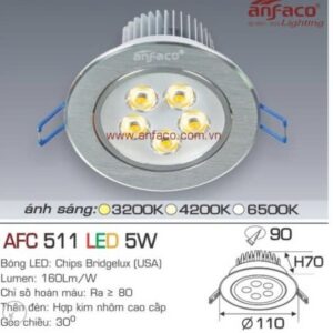 Đèn âm 5w as vàng 511 Anfaco (đk khoét lỗ 9cm, dk phủ bì 11cm)