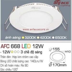Đèn âm 12w 668 tròn 3 màu Anfaco(đk khoét lỗ 15,5cm, dk phủ bì 17cm)