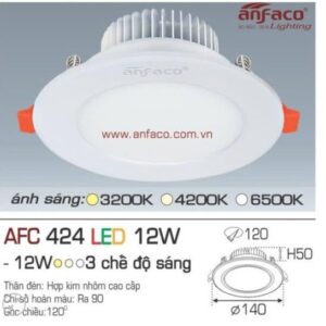 Đèn âm 12w as 6500K 424 Anfaco (đk khoét lỗ 12cm, dk phủ bì 14cm)