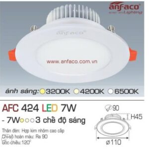Đèn âm 7w as 6500K 424 Anfaco (đk khoét lỗ 9cm, dk phủ bì 11cm)