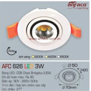 Đèn âm 3w mini as vàng 626 Anfaco(đk khoét lỗ 5cm, dk phủ bì 7cm)